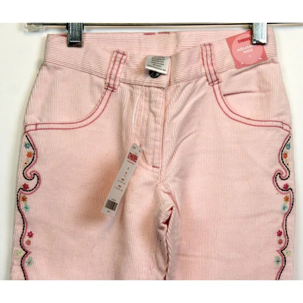 2006 Gymboree Park City Luxe Pink Corduroy Western Seam Pants sz 5 10 NWT Flared